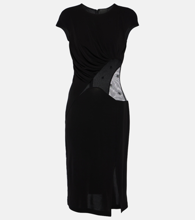 GIVENCHY 4G TULLE-TRIMMED CRÊPE MIDI DRESS