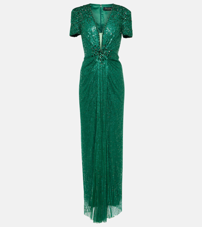 Jenny Packham Momoka Tulle Gown In Emerald