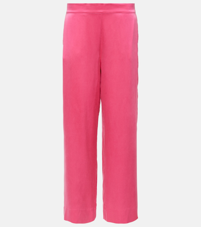 Asceno London Silk Wide-leg Pajama Pants In Hot Pink