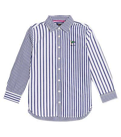 Polo Ralph Lauren Kids' Striped Cotton Poplin Shirt In Royal White Stripe
