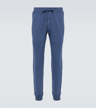 Tom Ford Cotton Jersey Sweatpants In Blue