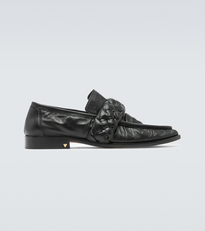 Bottega Veneta Astaire Leather Loafers In Black