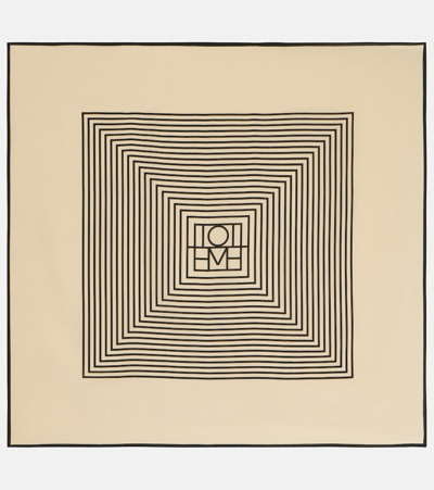 Totême Monogram Silk Twill Scarf In Creme Monogram