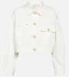 Zimmermann Buttoned Cropped Denim Jacket In Cream