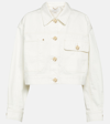 Zimmermann Buttoned Cropped Denim Jacket In Milk