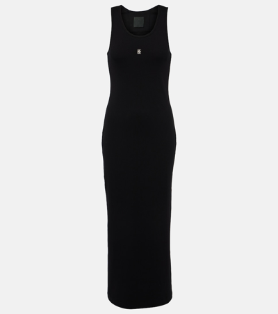 Givenchy Embellished Ribbed Stretch-cotton Midi Dress In Black