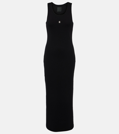 Givenchy 4g Plaque Cotton Long Dress In Black