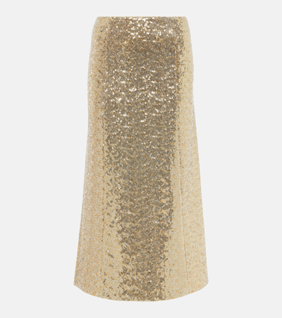 Dorothee Schumacher Sequined Midi Skirt In Silver/gold