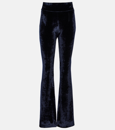 Galvan Sculpted High-rise Velvet Straight Pants In Midnight