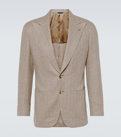 Thom Sweeney Cashmere Blazer In Brown Twill