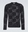 Gucci Wool Sweater With Gg Intarsia In Black/mc