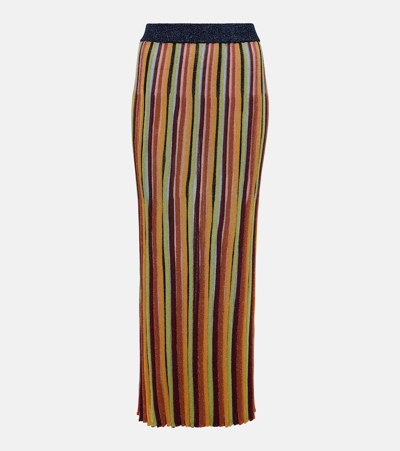 Zimmermann Alight Striped Metallic Knit Midi Skirt In Lurex Multi