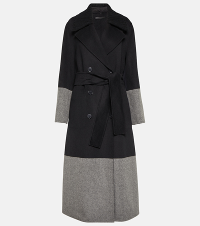 Joseph Merton Reversible Wool Coat In Black/grey