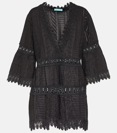 Melissa Odabash Victoria Embroidered Cotton Minidress In Black