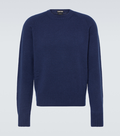 Tom Ford Cashmere Raglan-sleeve Sweater In Blue