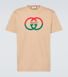 Gucci Cotton Jersey Printed T-shirt In Camel
