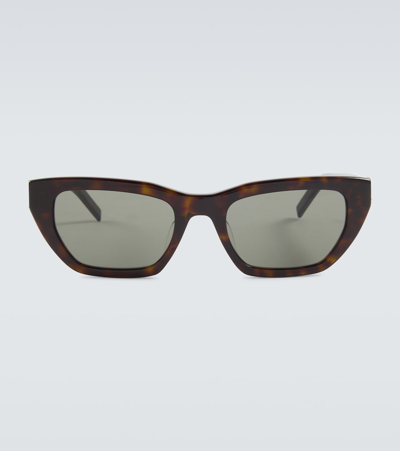 Saint Laurent Rectangular Sunglasses In Havana-havana-grey