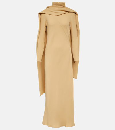 The Row Pascal Scarf-neck Silk Maxi Dress In Neutral