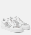 Prada Crystal-embellished Leather Sneakers In White