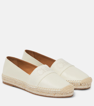 Chloé Leather Pia Espadrilles In White