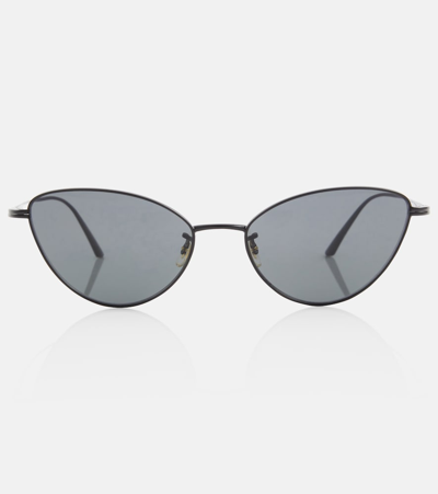 Khaite X Oliver Peoples 1998c Cat-eye Metal Sunglasses In Black