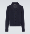 Tom Ford Silk Cardigan With Front Pockets And Shawl Collar In Blue