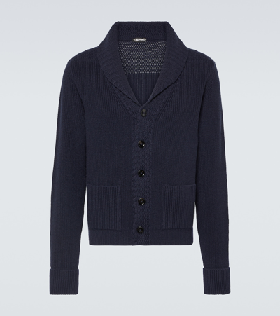 Tom Ford Cashmere Cardigan In Blue