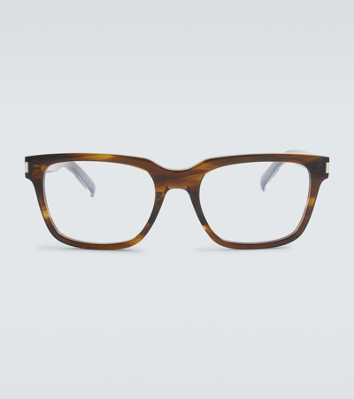 Saint Laurent Sl 621 Square Glasses In Havana-crystal-transparent