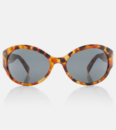 Celine Triomphe Oval Sunglasses In Brown
