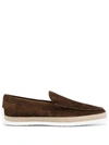 Tod's Suede Loafers With Round Toe And Braided Jute Sole In Brown