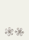 Oscar De La Renta Crystal Flower Button Earrings In Silver