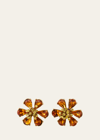 Oscar De La Renta Crystal Flower Button Earrings In Topaz Multi