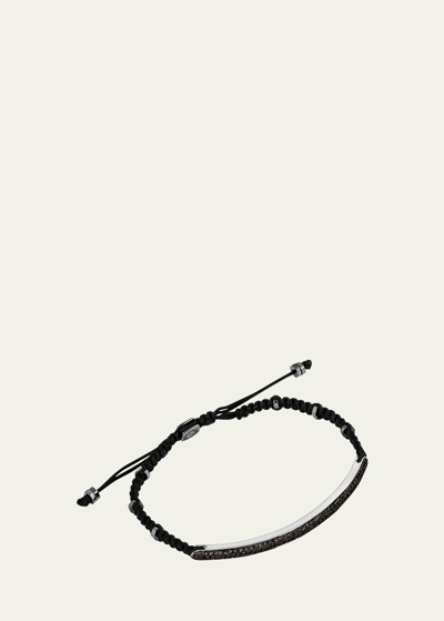 Tateossian Men's Windsor Macrame Pull Bracelet With Black Diamonds