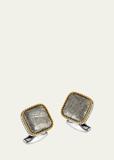 Tateossian Men's Limited Edition Meteorite Square Cufflinks In Gray