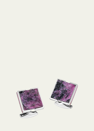 Tateossian Men's Limited Edition Natural Ruby Square Cufflinks In Purple