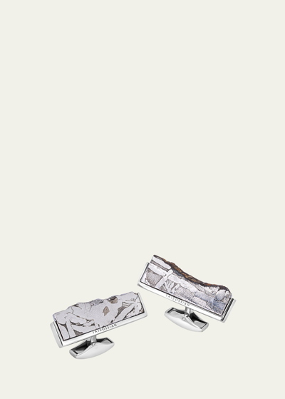 Tateossian Men's Limited Edition Meteorite Seymchan Etched Cufflinks In Gray