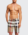 Burberry Men's Guildes Vintage Check Swim Shorts In Beige
