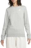 Nike Sportswear Club Fleece Crewneck Sweatshirt In Dark Grey Heather/ White