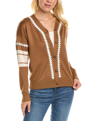 Yal New York Embroidered Cardigan In Brown