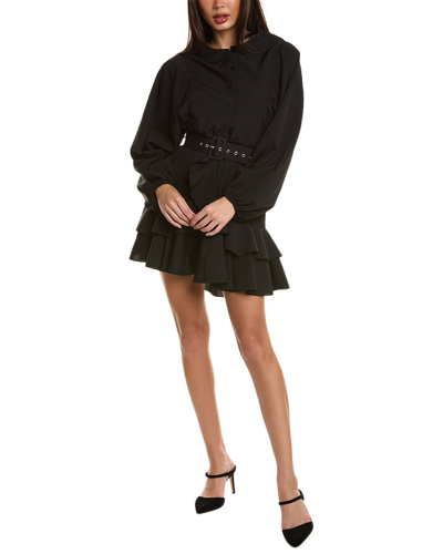 Brook + Lynn Belted Mini Dress In Black