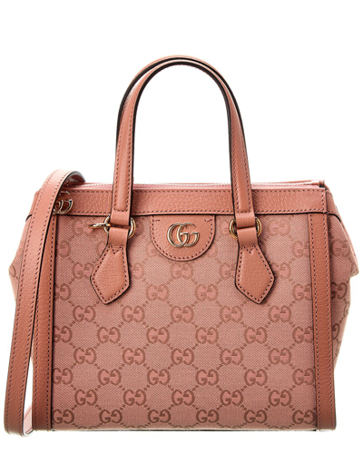 Gucci Ophidia Small Gg Canvas & Leather Shoulder Bag In Pink