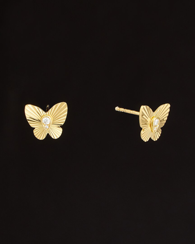 Italian Gold 18k  0.06 Ct. Tw. Diamond Butterfly Earrings