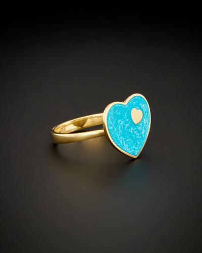 Italian Gold 18k  Heart Ring In Blue