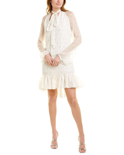 Azeeza Collins Silk Mini Dress In White