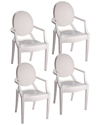 Pangea Home Bentley Arm Dining Chair White - Set Of 4 In White