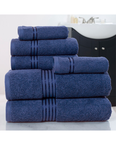 Lavish Home 6pc Cotton Towel Set In Navy