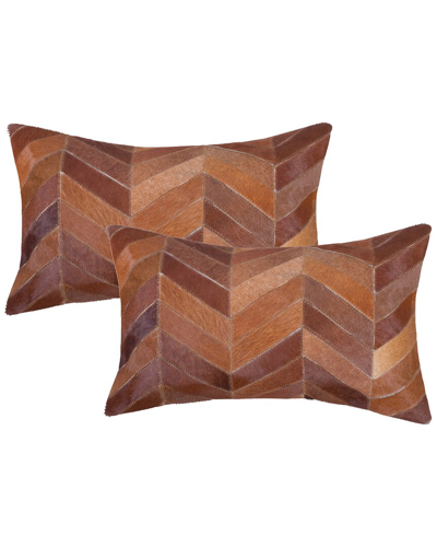 Natural Group Pack Of 2 Torino Chevron Pillow In Brown