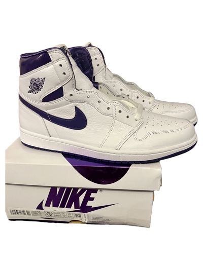 Pre-owned Jordan Nike Jordan Brand × Nike Wmns Jordan 1 High Court Purple Shoes In White