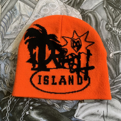 Pre-owned Drain Gang Trash Island Beanie Bladee In Orange