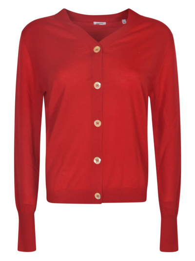 Aspesi V-neck Wool Cardigan In Red